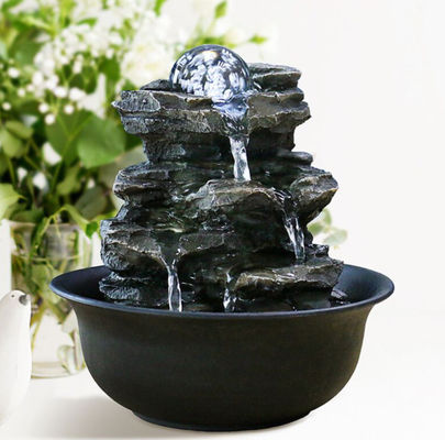 Rock Mountain ในร่มพร้อมแก้วบอล Polyresin ตกแต่งภายในบ้านตกแต่งห้องนั่งเล่นน้ำพุพร้อมไฟ LED ผู้ผลิต